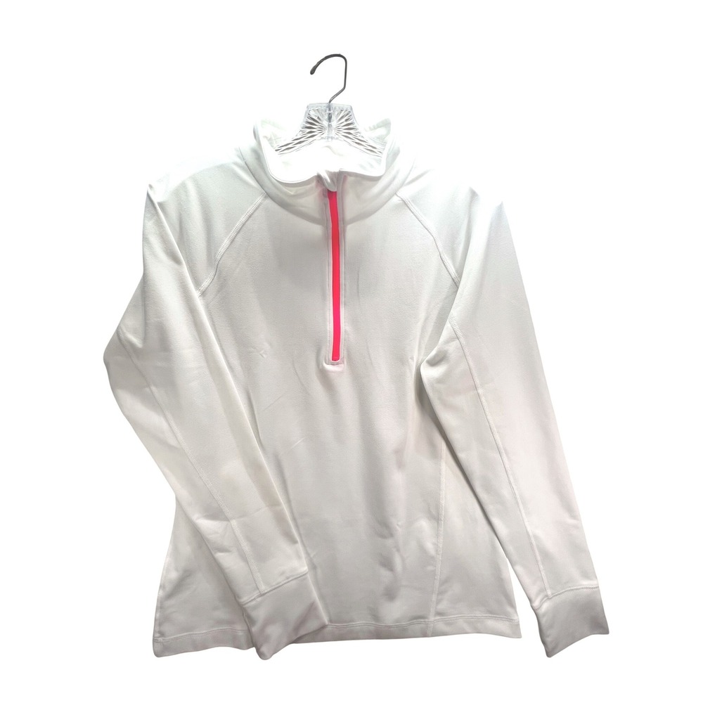 Tek Gear DryTek Womens XL White Neon Pink Quarter Zip Pullover Active Top